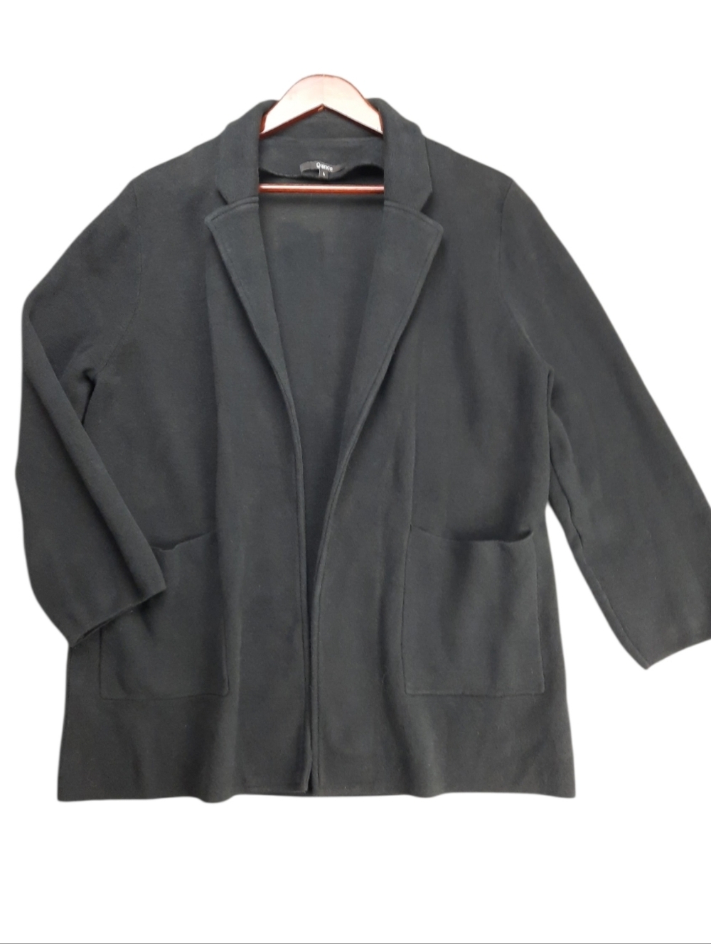 Quince Organic Cotton Knit Black Blazer Cardigan SZ L